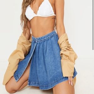 Mid blue wash denim tennis skirt